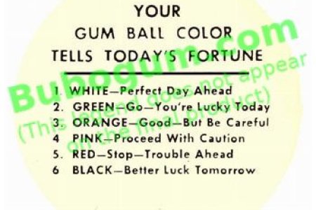 Your Gum Ball Color TellsToday's Fortune (White Background) - DC322