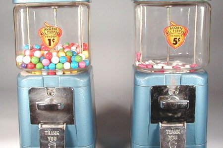 Oak Acorn Pair of Machines Including Stand
