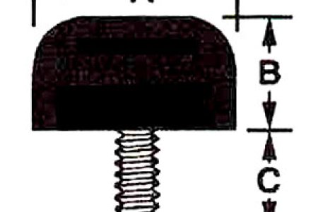 RF021 - Rubber Feet with Molded-In 8-32 Machine Screw - For Oak Acorn, Silver King, Regal & Others