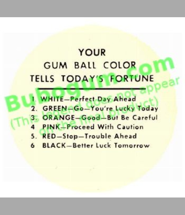 Your Gum Ball Color TellsToday's Fortune (White Background) - DC322
