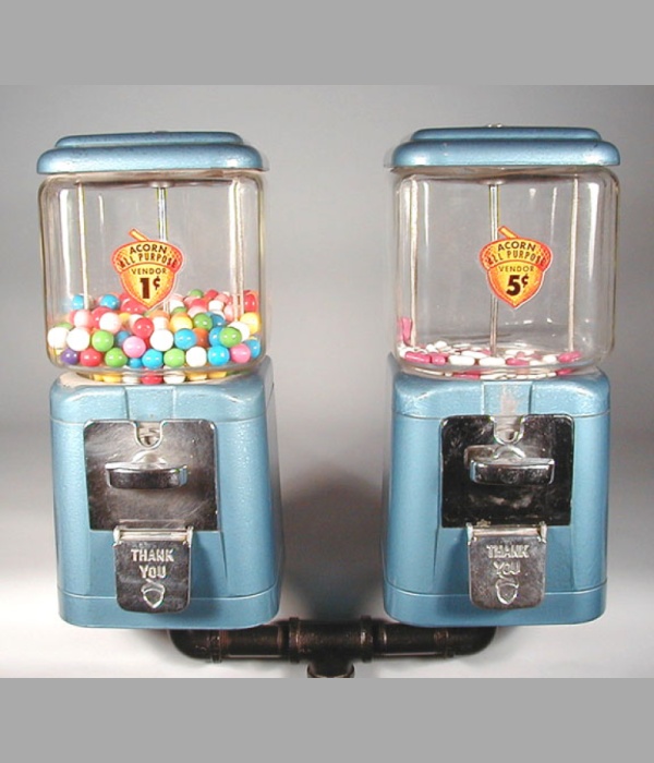Oak Acorn Pair of Machines Including Stand