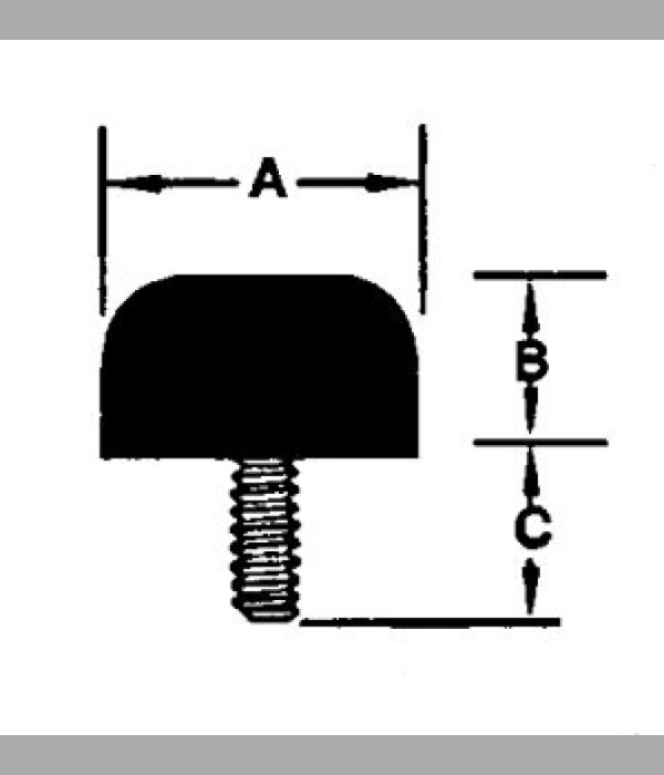 RF006 - Rubber Feet with Molded-In 10-24 Machine Screw 