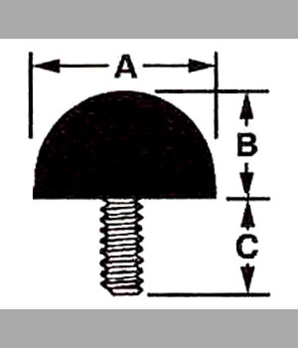 RF020 - Rubber Feet with Molded-In 6-32 Machine Screw