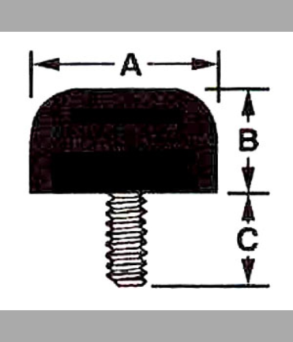 RF021 - Rubber Feet with Molded-In 8-32 Machine Screw - For Oak Acorn, Silver King, Regal & Others